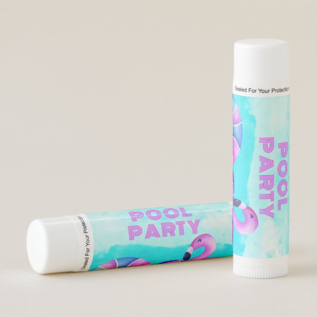 Birthday Pool Party Pink Flamingo Favor  Lip Balm (Front)