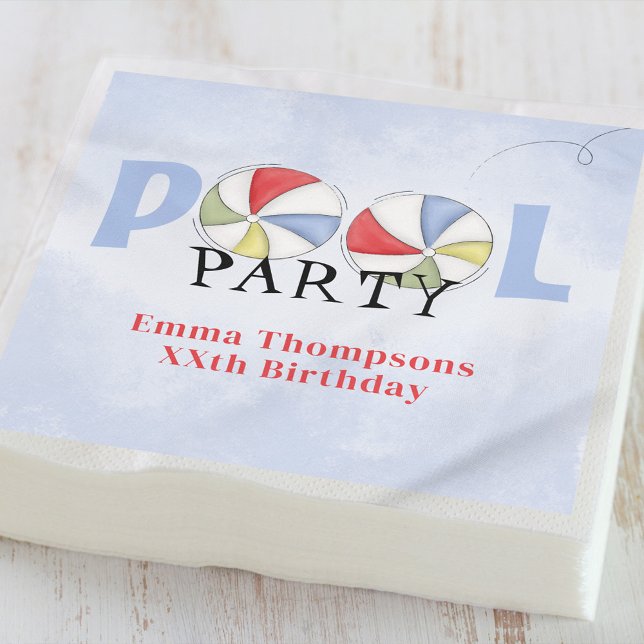 Birthday Pool Party Summer Fun Cute Beach Balls  Napkins (Creator Uploaded)