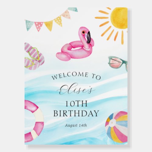 Birthday Pool Party Welcome  Foam Board