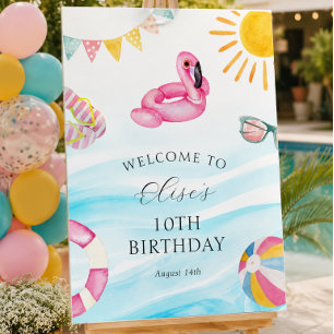 Birthday Pool Party Welcome Foam Board