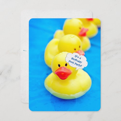 birthday pool party with rubber ducks invitation