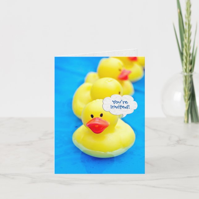 Birthday Pool Party with Yellow Ducks Invitation (Front)