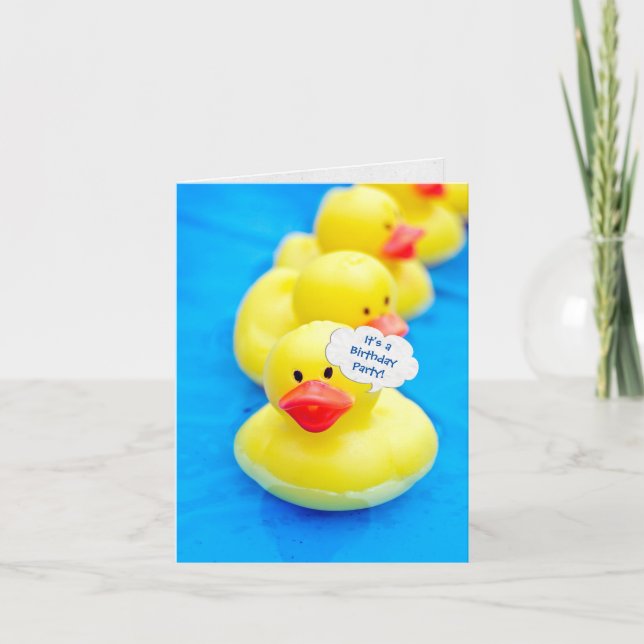 Birthday Pool Party with yellow rubber ducks Invitation (Front)