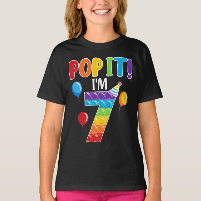 Birthday Pop It I'm 7 Fidget Cute Graphic T-Shirt (Front)