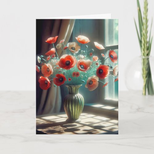 Birthday Poppy Bouquet In Sunlight Card