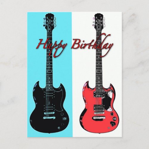 Birthday Post Card Guitars