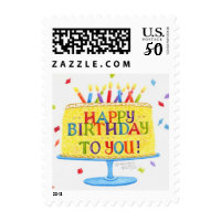 Birthday Postage Stamps Happy Birthday To You Cake