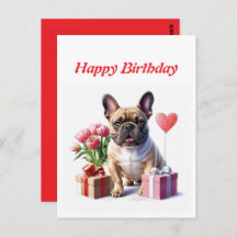 Birthday postcard French Bulldogs