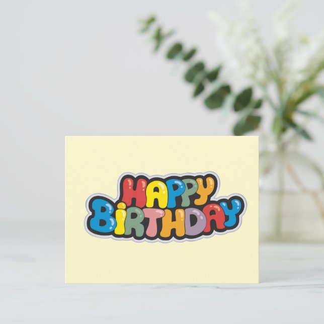 Birthday Postcard with Colored Text (Standing Front)