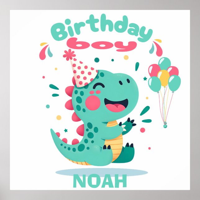 Birthday Poster | Editable Dino Party Wall Sign (Front)