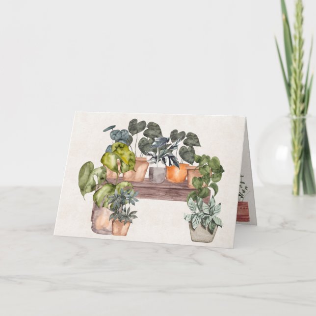Birthday Potted Plants On Bench Card (Front)
