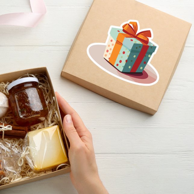 Birthday Present with Orange Bow Sticker (Creator Uploaded)