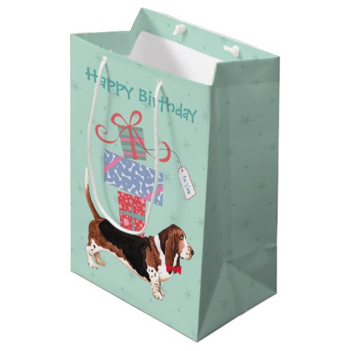 Birthday Presents Basset Hound Medium Gift Bag