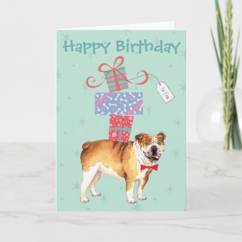 Birthday Presents Bulldog Card