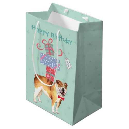 Birthday Presents Bulldog Medium Gift Bag