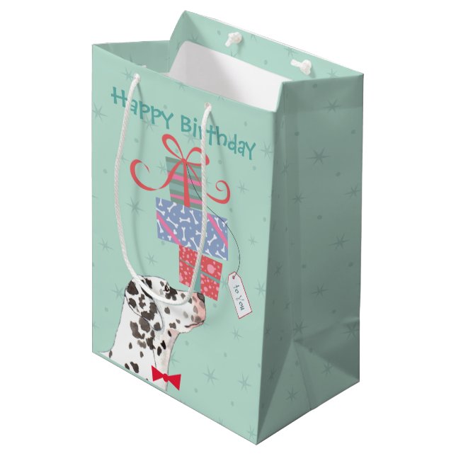 Birthday Presents Dalmatian Medium Gift Bag (Front Angled)