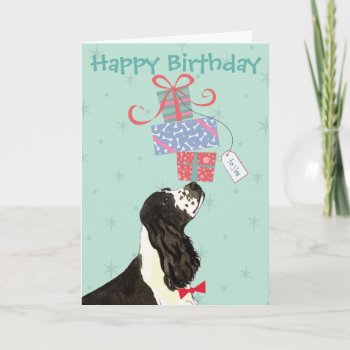 Birthday Presents English Cocker Spaniel Card by DogsInk at Zazzle