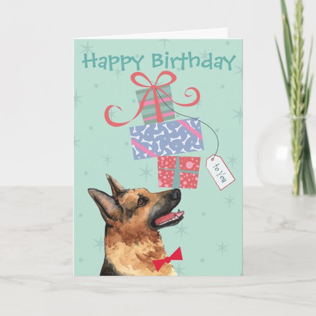 Birthday Presents German Shepherd Card (Front)