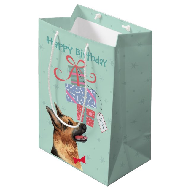 Birthday Presents German Shepherd Medium Gift Bag (Front Angled)