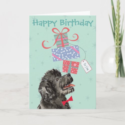 Birthday Presents Portuguese Water Dog Card