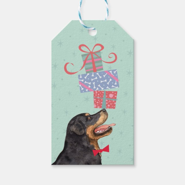 Birthday Presents Rottweiler Gift Tags (Front)