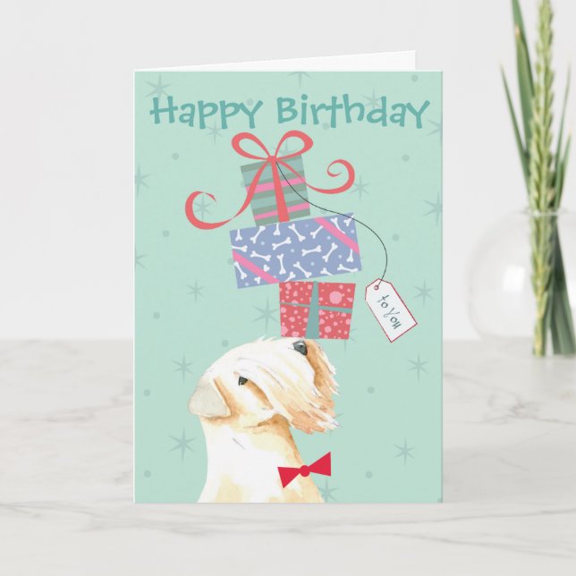 Birthday Presents Wheaten Terrier Card (Front)