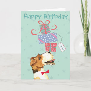 Birthday Presents Wire Fox Terrier Card