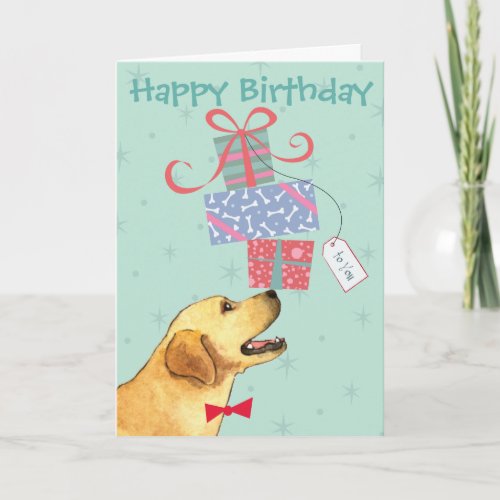 Birthday Presents Yellow Lab Card