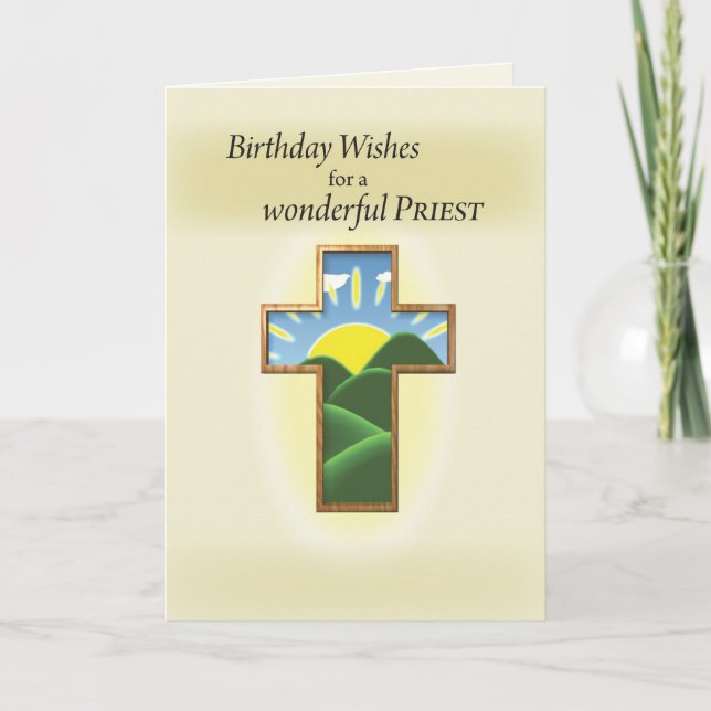 Birthday Priest, Cross Card (Front)