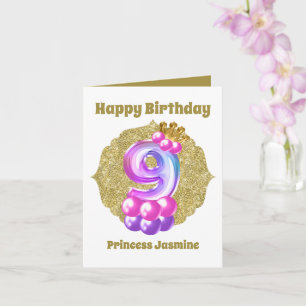 Birthday Princess 9th Birthday add name sentiment Card