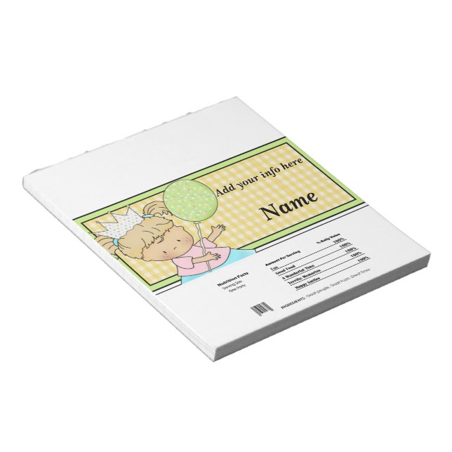 Birthday Princess Candy Bar Wrapper Party Favors Notepad (Angled)