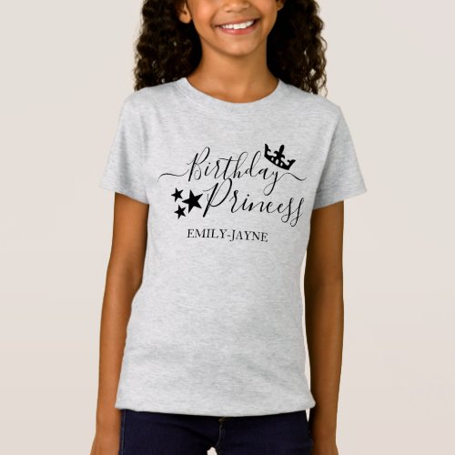 Birthday Princess Crown Name Girls T_Shirt