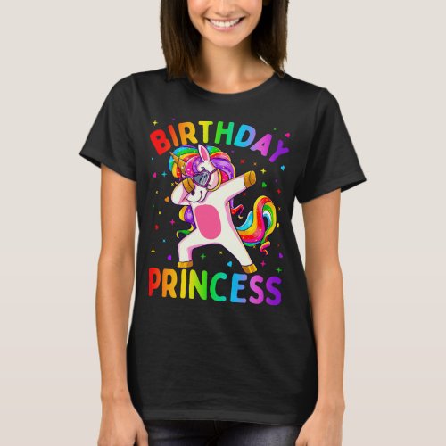 Birthday Princess Girl Dabbing Unicorn Girls T_Shirt