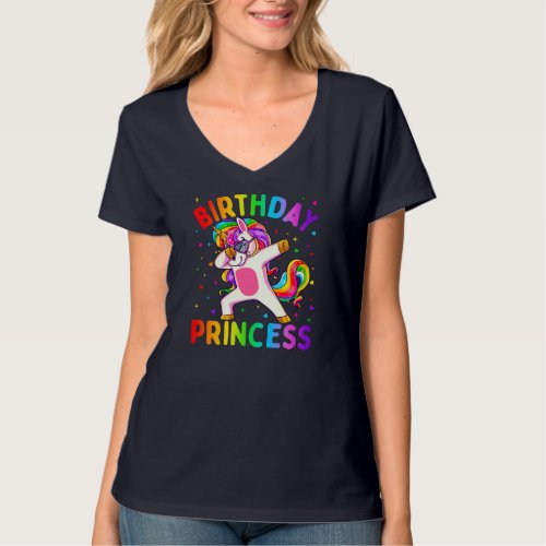 Birthday Princess Girl Dabbing Unicorn Girls T_Shirt