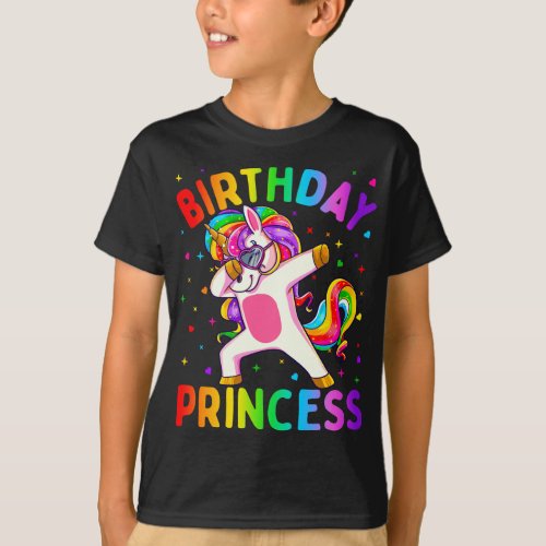 Birthday Princess Girl Dabbing Unicorn Girls T_Shirt