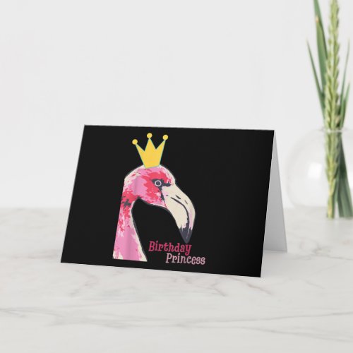 Birthday Princess Girl Flamingo  Cute Flamingo Card