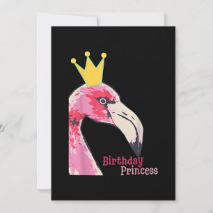 Birthday Princess Girl Flamingo   Cute Flamingo Holiday Card