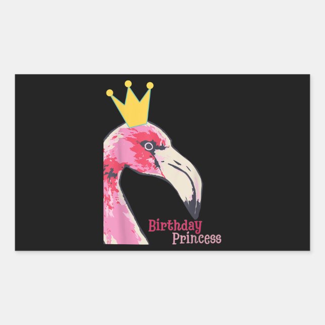 Birthday Princess Girl Flamingo | Cute Flamingo Rectangular Sticker (Front)