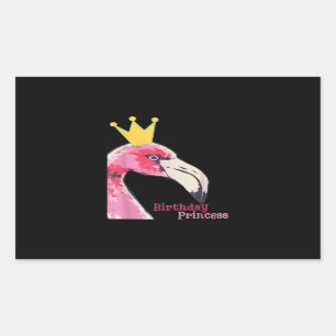 Birthday Princess Girl Flamingo Cute Flamingo Rectangular Sticker