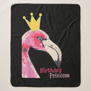 Birthday Princess Girl Flamingo Cute Flamingo Sherpa Blanket