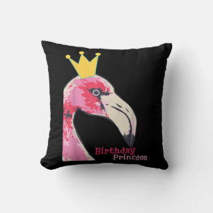 Birthday Princess Girl Flamingo Cute Flamingo Throw Pillow