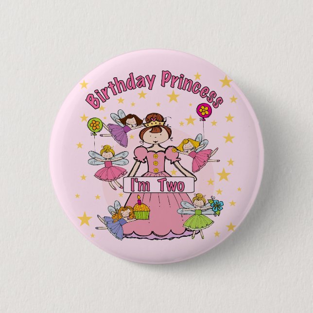 Birthday Princess I'm Two T-shirts and Gifts Pinback Button (Front)