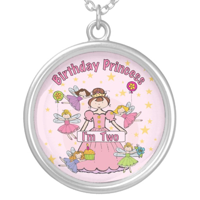 Birthday Princess I'm Two T-shirts and Gifts Silver Plated Necklace (Front)