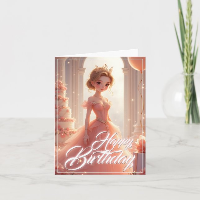 Birthday Princess in a Dreamy Pink Gown Card (Front)