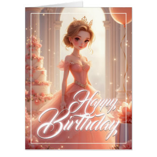 Birthday Princess in a Dreamy Pink Gown Card