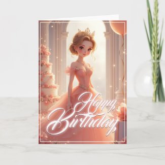 Birthday Princess in a Dreamy Pink Gown Card