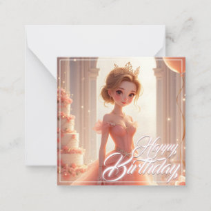 Birthday Princess in a Dreamy Pink Gown Note Card