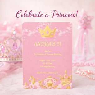 BIRTHDAY PRINCESS INVITATION PEACH COLOR