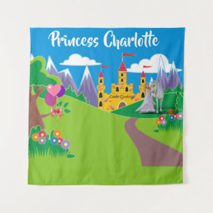 Birthday Princess Name Party  Selfie Photo Unicorn Tapestry