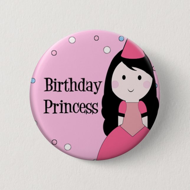 Birthday Princess Pinback Button (Front)